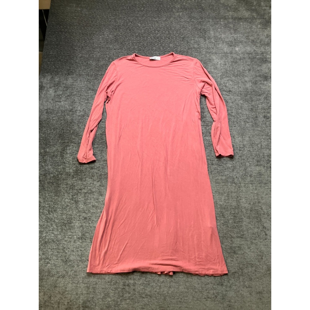 Everyday Basic T-Shirt Dress Womens 16 Coral Pink Viscose Stretch Long Sleeve